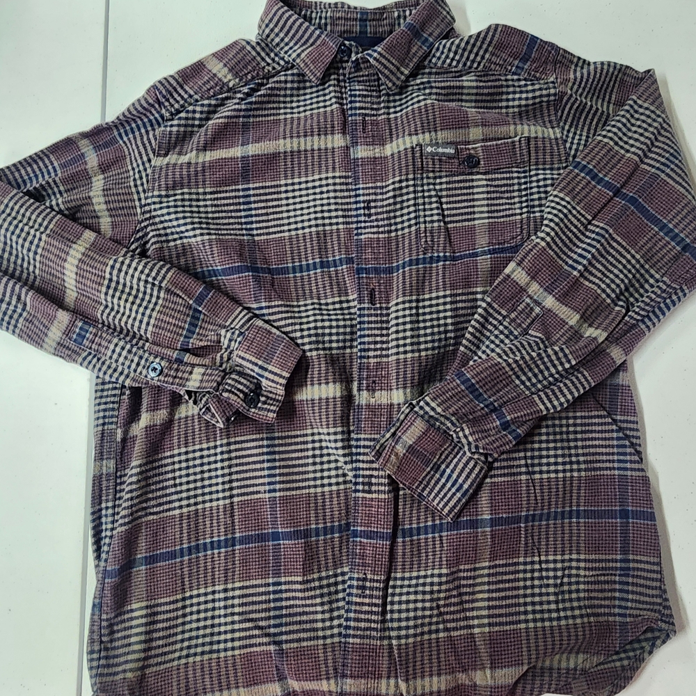 Columbia Casual Button Down Shirt Red and Blue